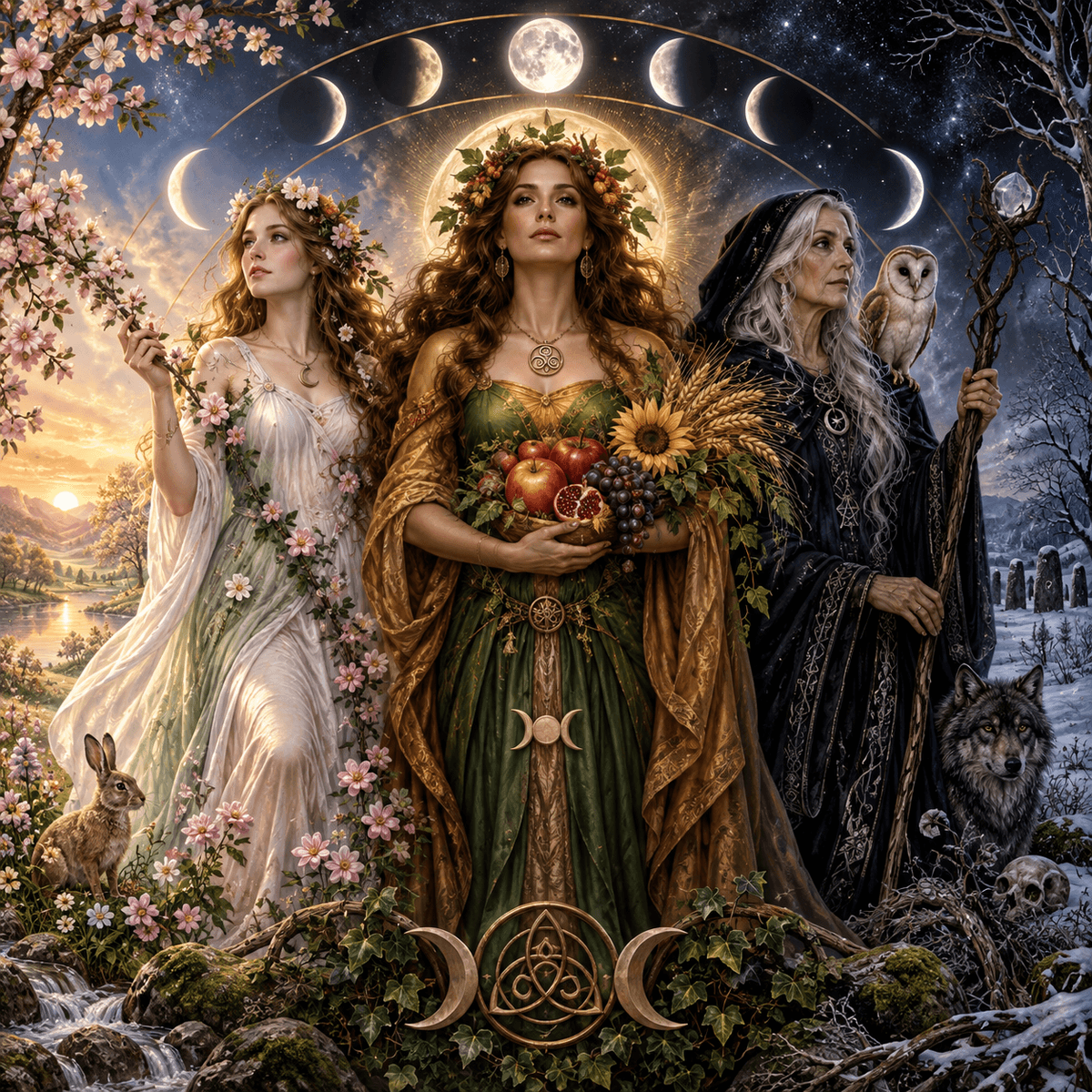 Triple goddess-maid-mother-crone imagery Triple goddess-maid-mother-crone imagery