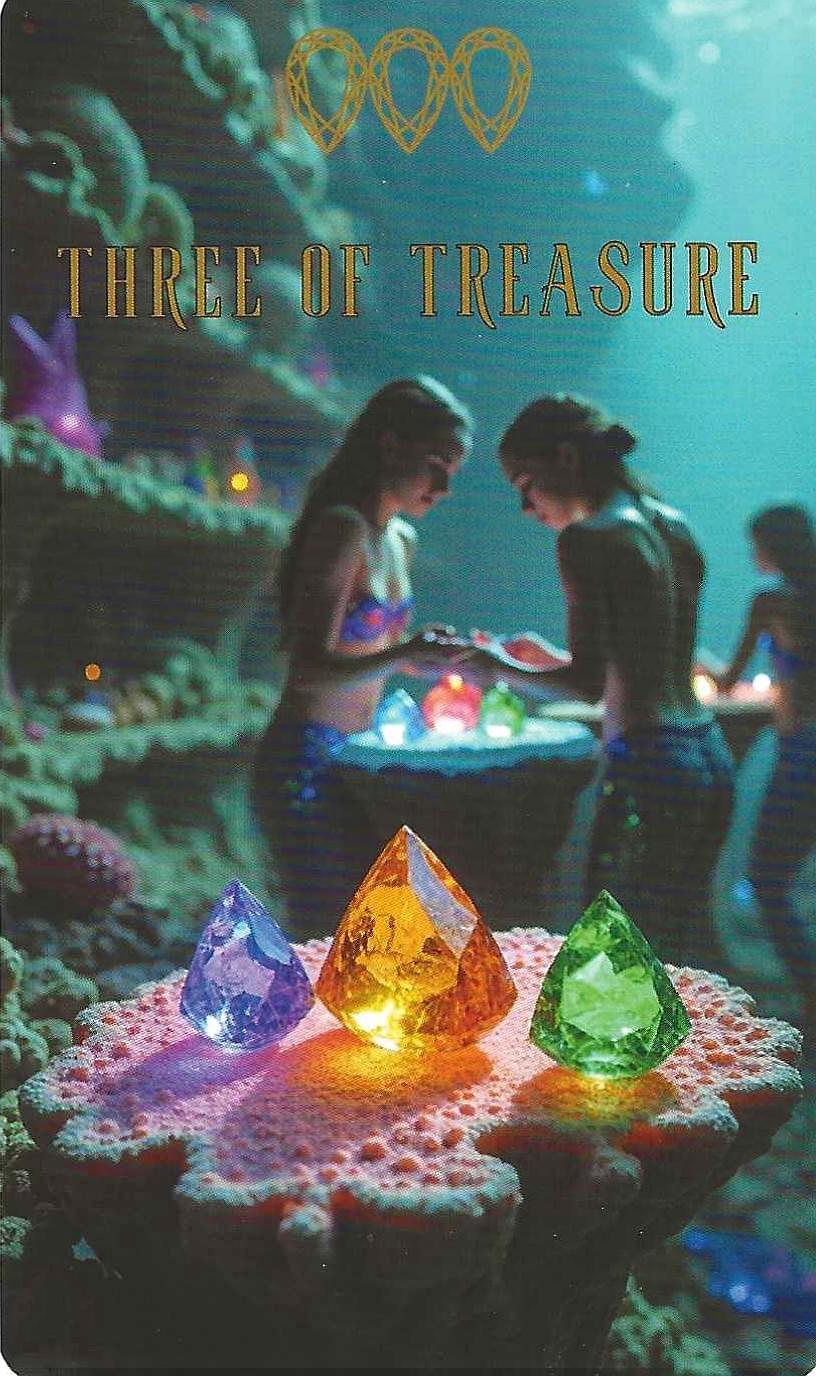 Three of Treasure-The Ocean Tarot Three of Treasure-The Ocean Tarot