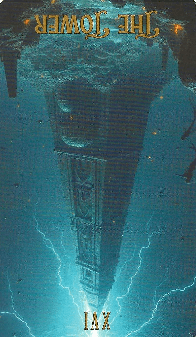 The Tower-Key 16-The Ocean Tarot-Reversed imagery The Tower-Key 16-The Ocean Tarot-Reversed imagery