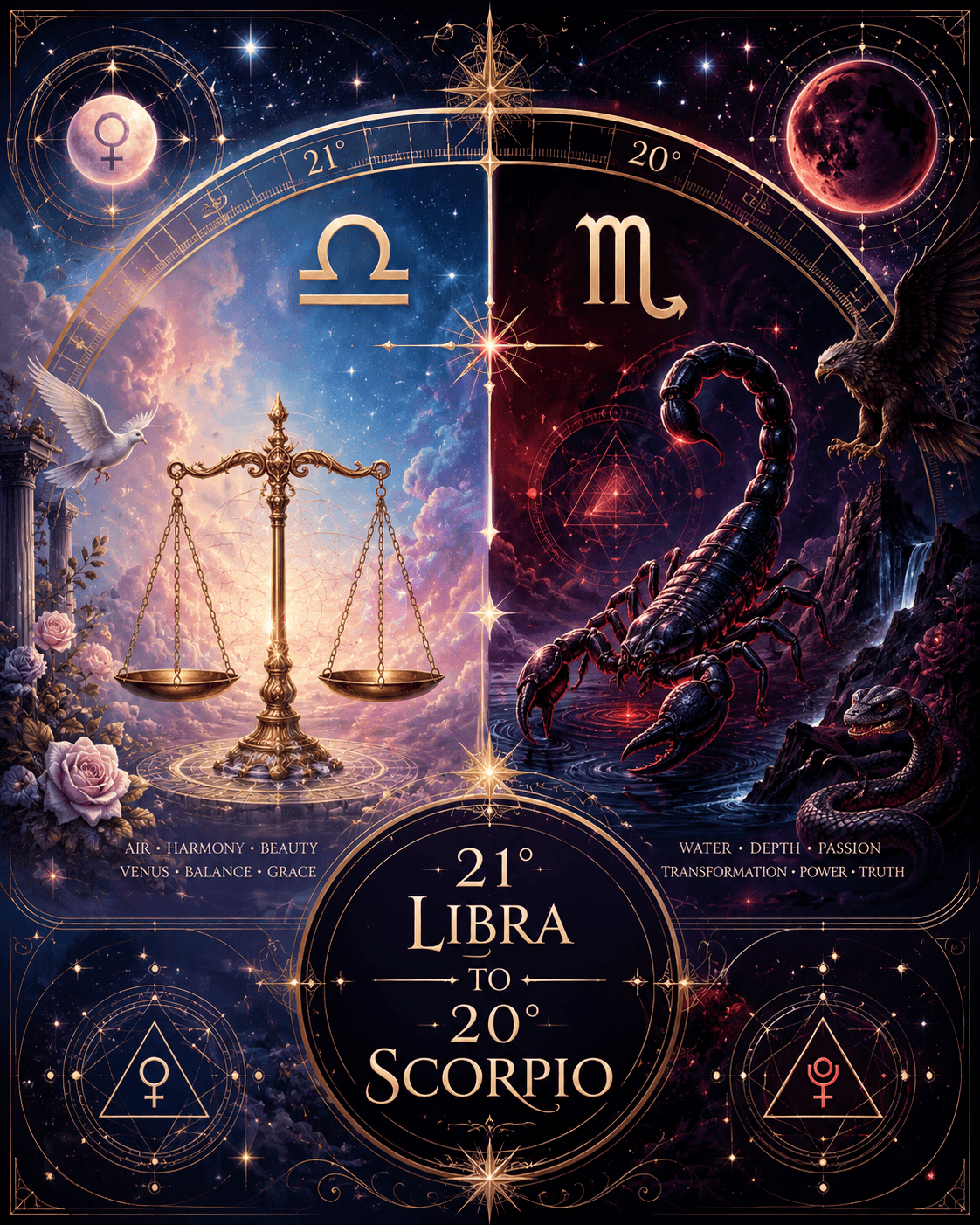21° Libra to 20° Scorpio. 21° Libra to 20° Scorpio.