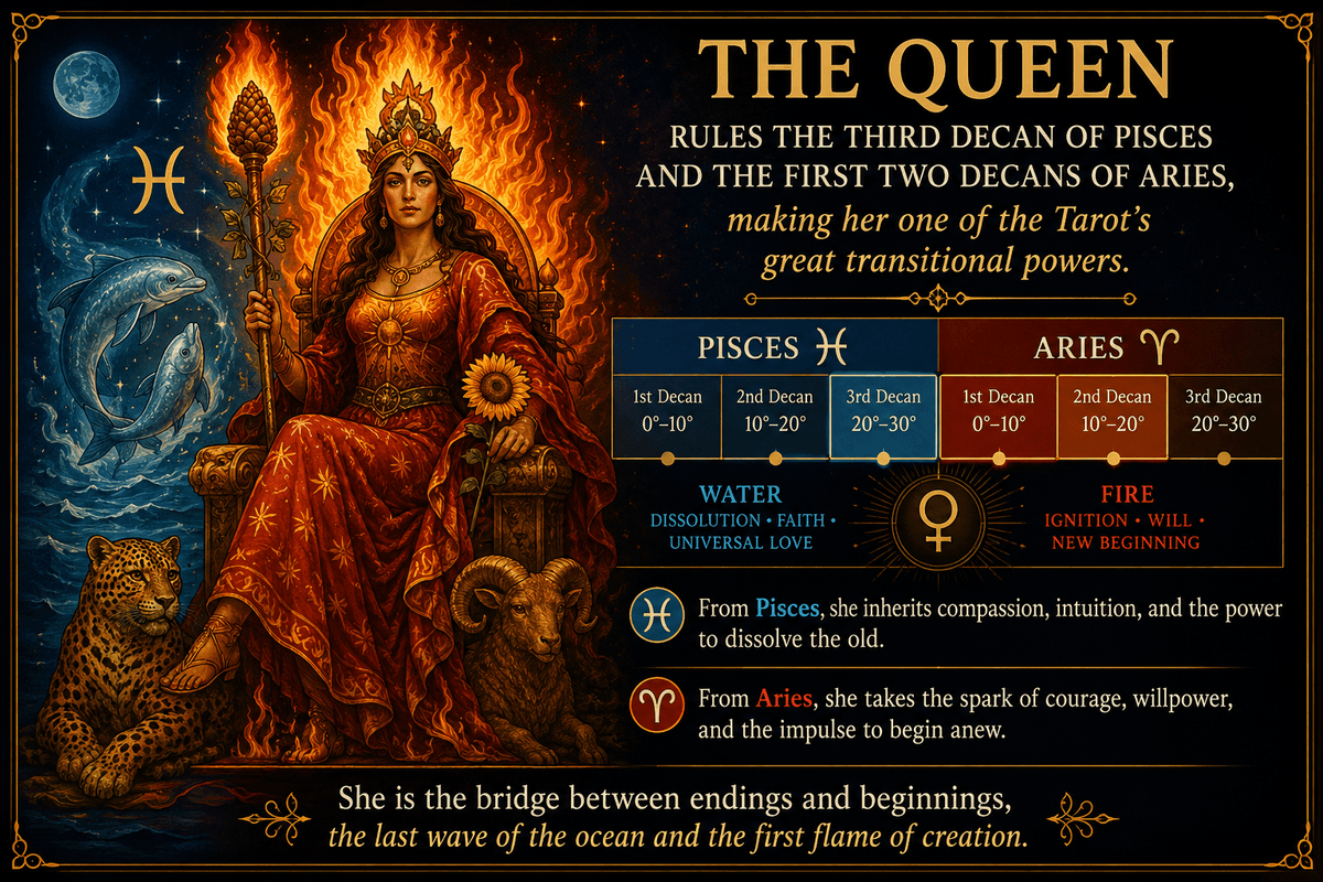 Queen of wands Pisces and Aries imagery Queen of wands Pisces and Aries imagery
