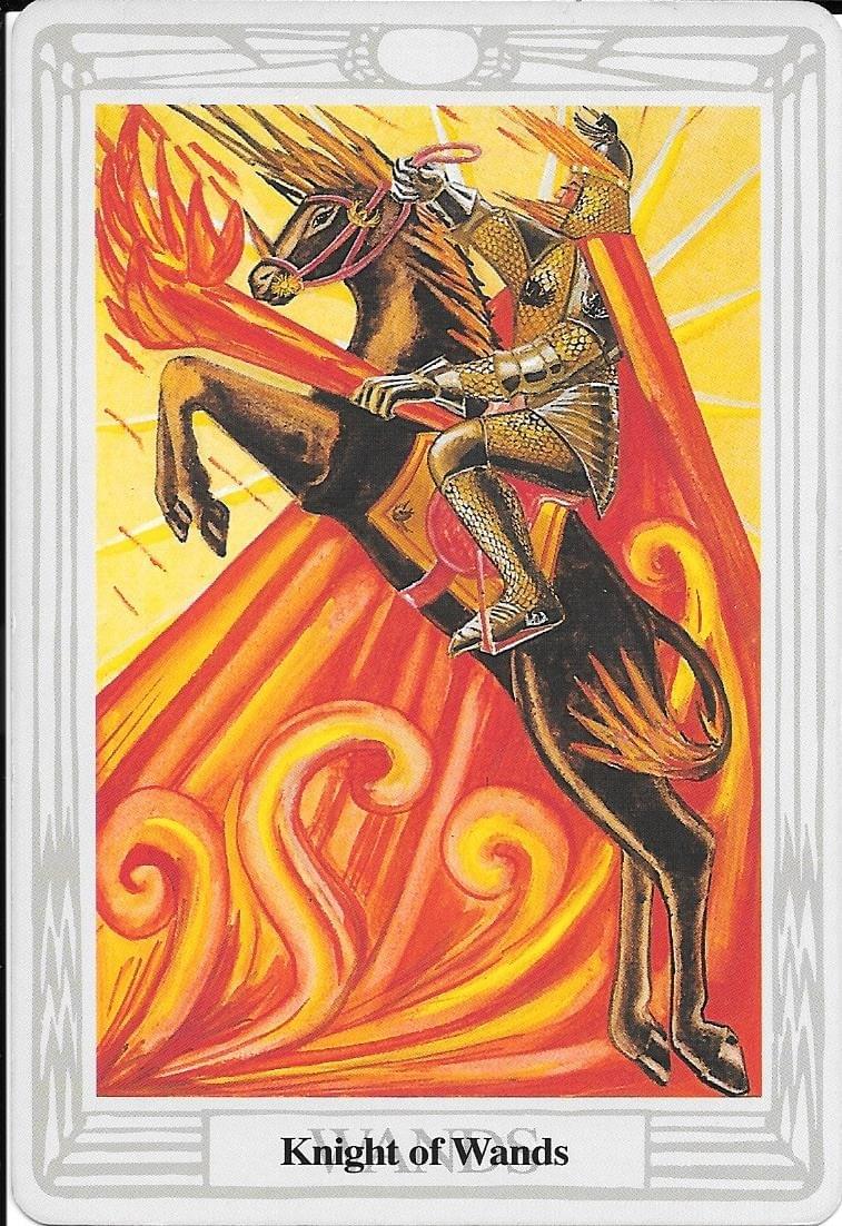 Knight of Wands (King in traditional tarot) Thoth Tarot Knight of Wands (King in traditional tarot) Thoth Tarot