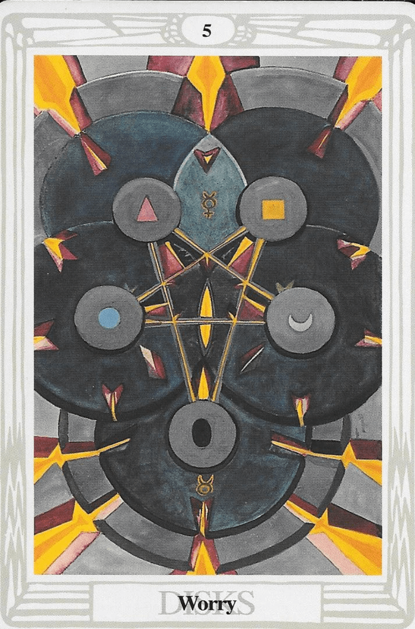 five of Disks-Thoth Tarot-Worry five of Disks-Thoth Tarot-Worry