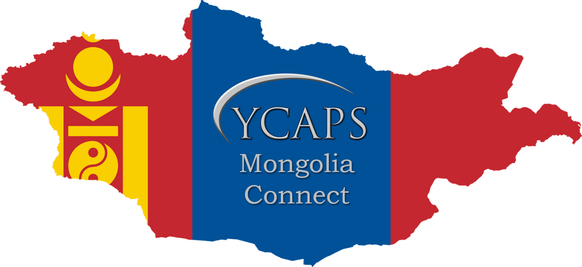 YCAPS Mongolia Connect logo (the Mongolian flag in the shape of the country, with a YCAPS logo in the center) YCAPS Mongolia Connect logo (the Mongolian flag in the shape of the country, with a YCAPS logo in the center)