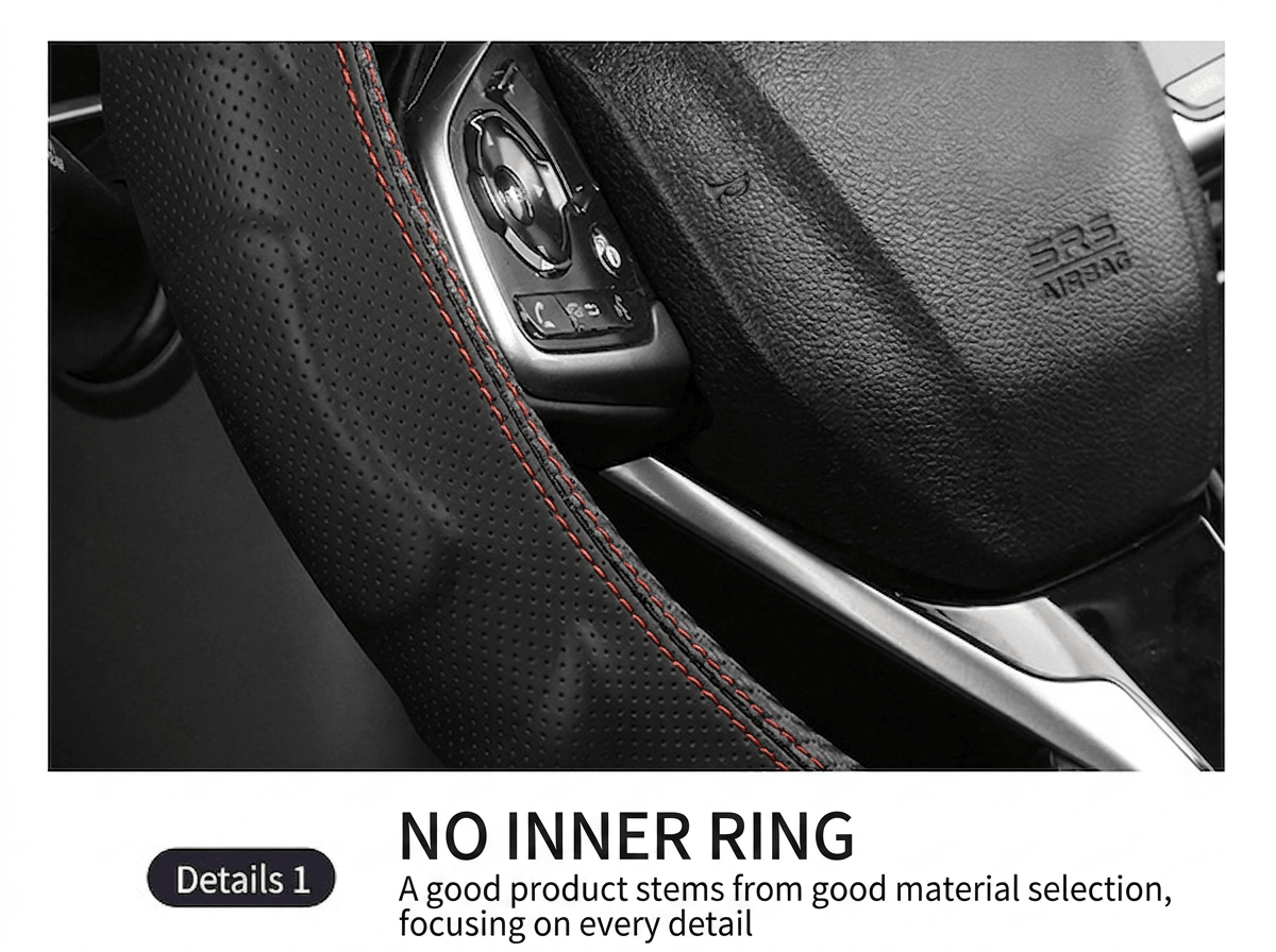 Universal Wood Grain & Carbon Fiber Leather Steering Wheel Cover — 7 Colors