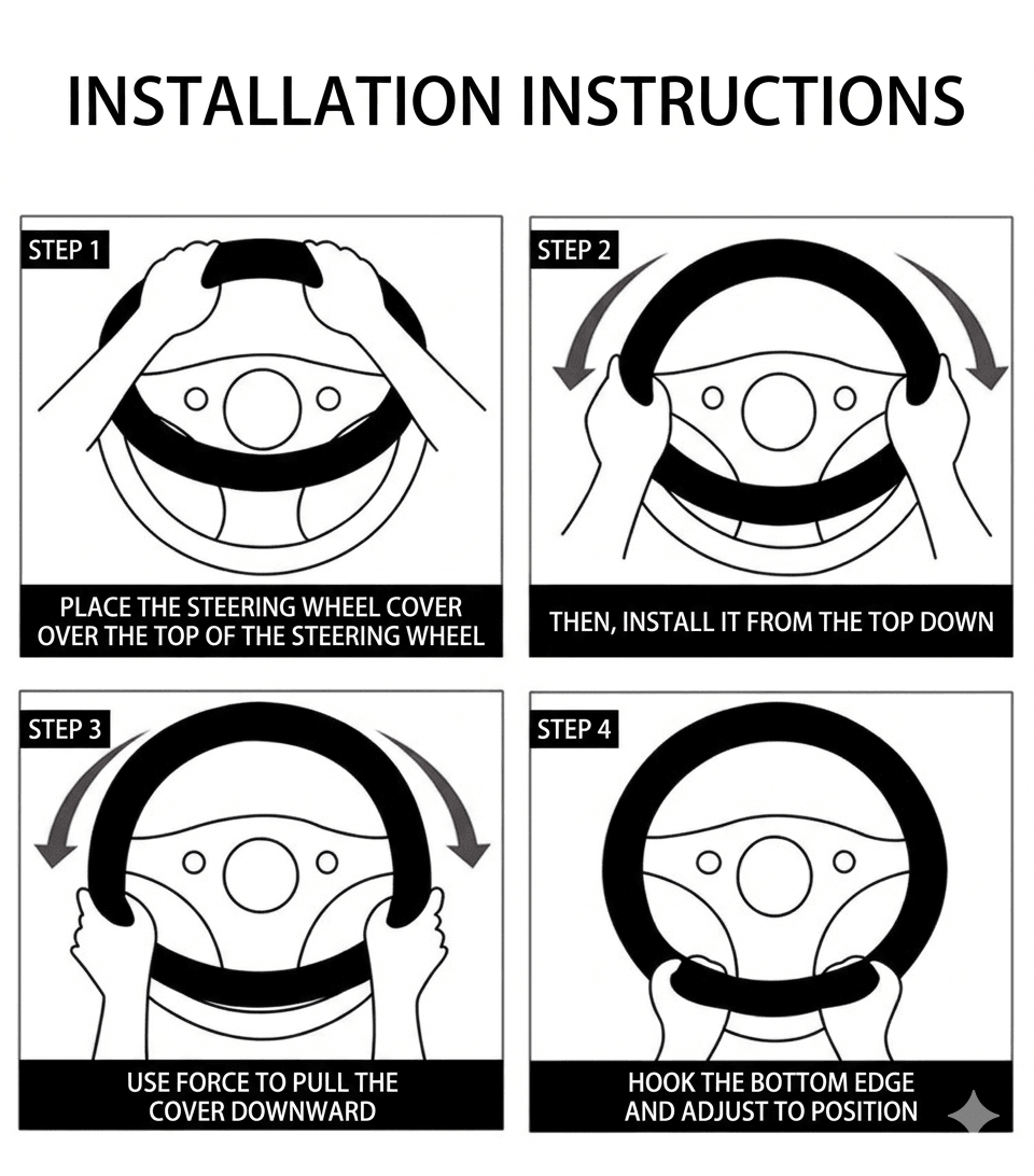 Universal Wood Grain & Carbon Fiber Leather Steering Wheel Cover — 7 Colors