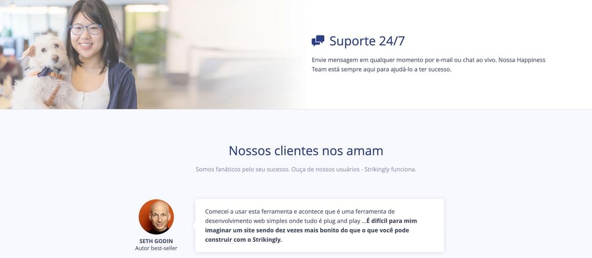 Banner de Suporte ao Cliente da Strikingly Banner de Suporte ao Cliente da Strikingly