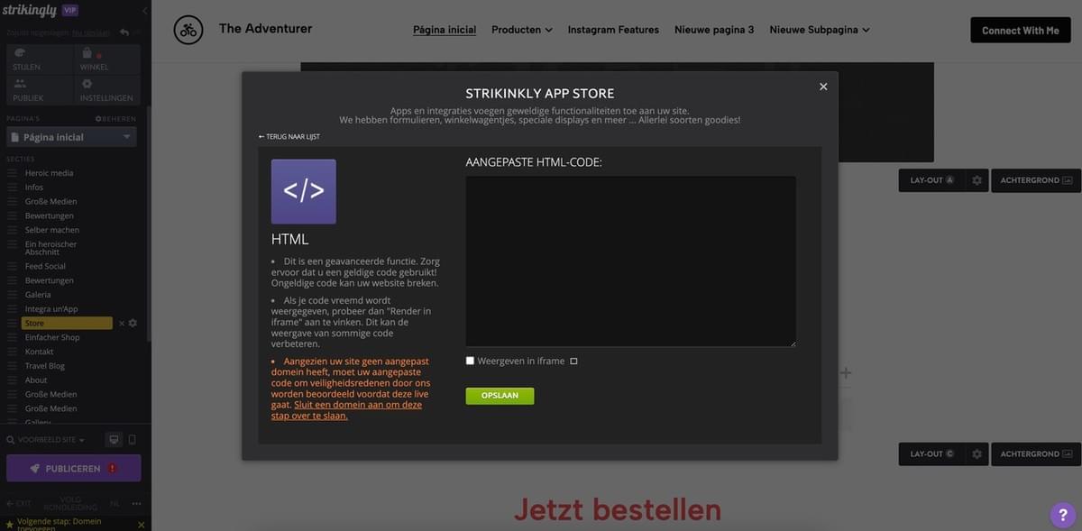 Strikingly HTML sectie Strikingly HTML sectie