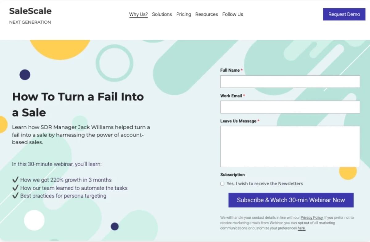SaleScale Sjabloon van Strikingly SaleScale Sjabloon van Strikingly