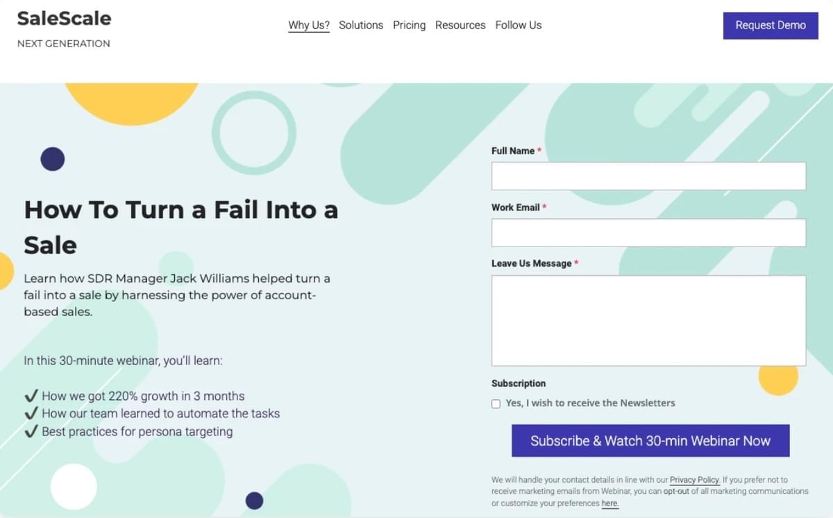 SaleScale-Vorlage von Strikingly SaleScale-Vorlage von Strikingly