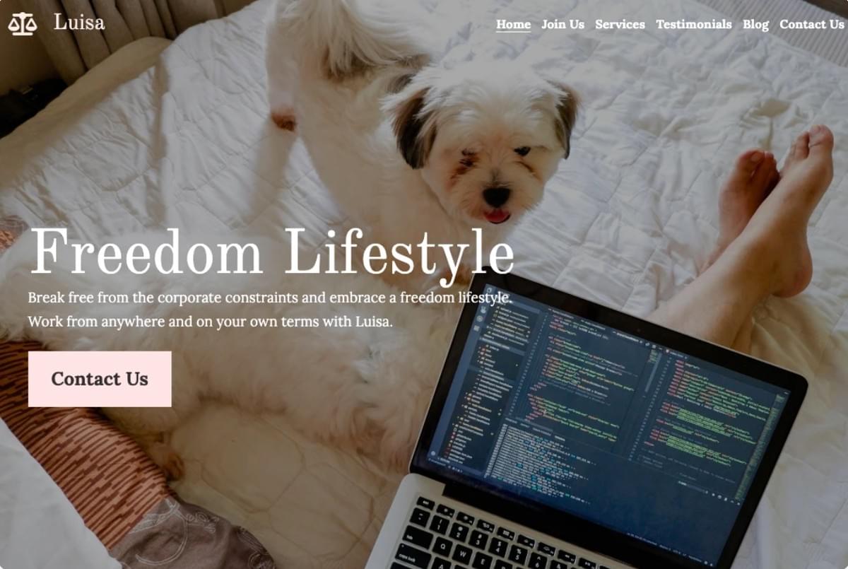 Freedom Lifestyle Website-Vorlage von Strikingly Freedom Lifestyle Website-Vorlage von Strikingly
