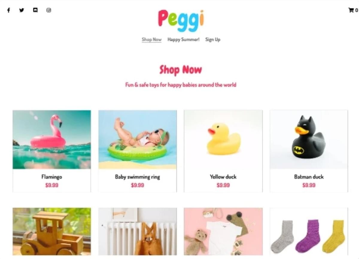 Modelo de loja online Peggi da Strikingly Modelo de loja online Peggi da Strikingly