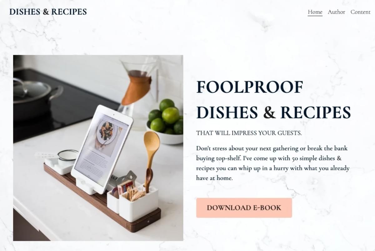 Modelo de Pratos & Receitas da Strikingly Modelo de Pratos & Receitas da Strikingly