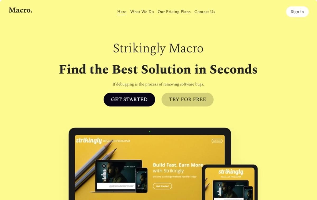 Macro: B2B-verkoopsjabloon van Strikingly Macro: B2B-verkoopsjabloon van Strikingly