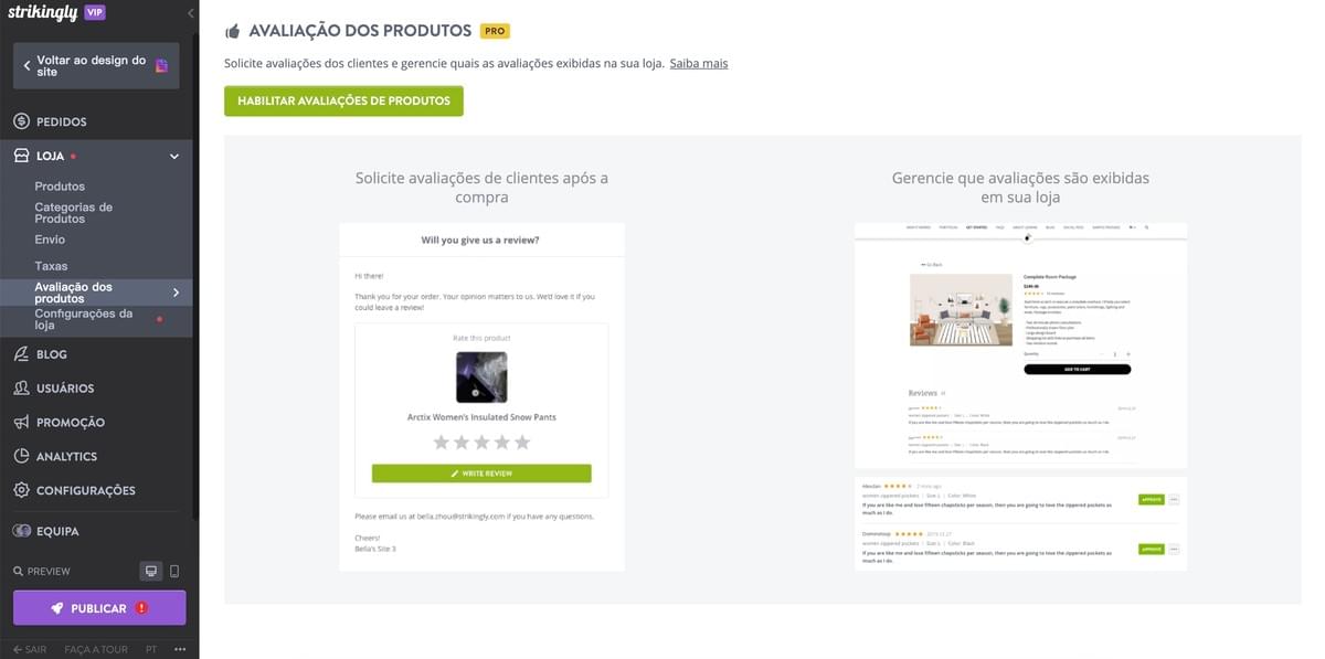 Recurso de Avaliações de Produtos Strikingly Recurso de Avaliações de Produtos Strikingly