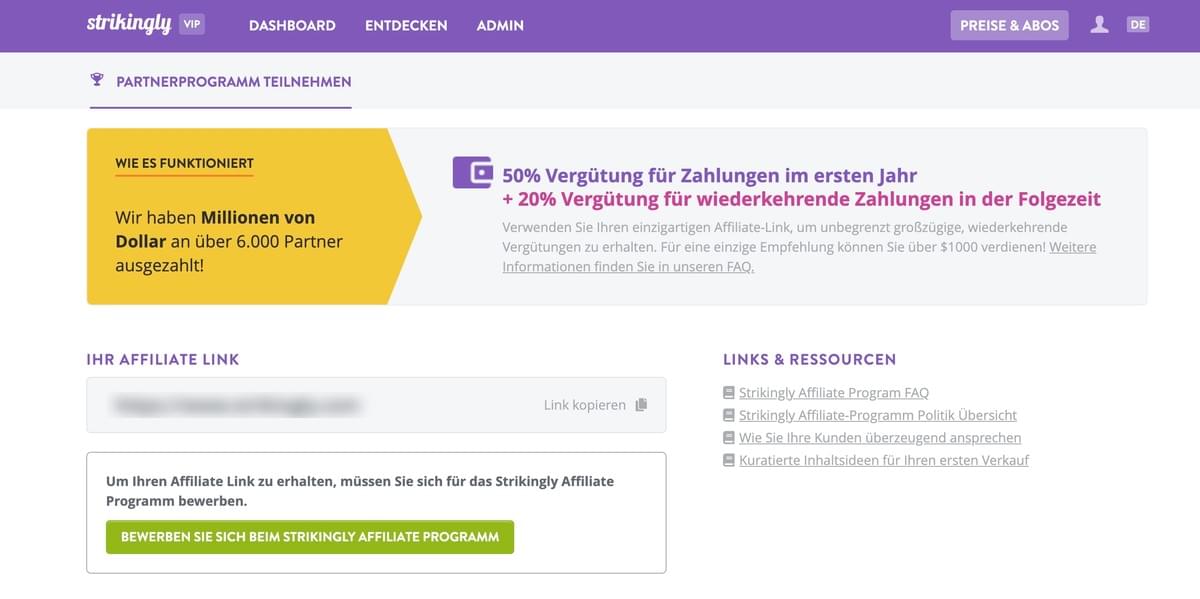 Strikingly-Partnerprogramm-Anmeldeseite Strikingly-Partnerprogramm-Anmeldeseite