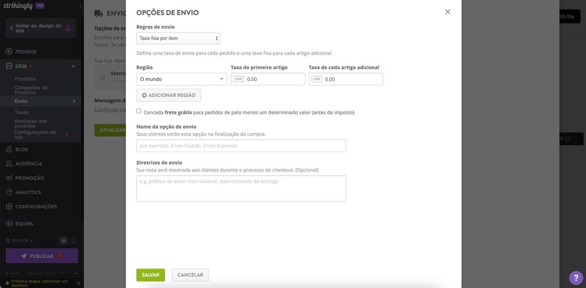 Recurso de Política de Envio da Strikingly Recurso de Política de Envio da Strikingly