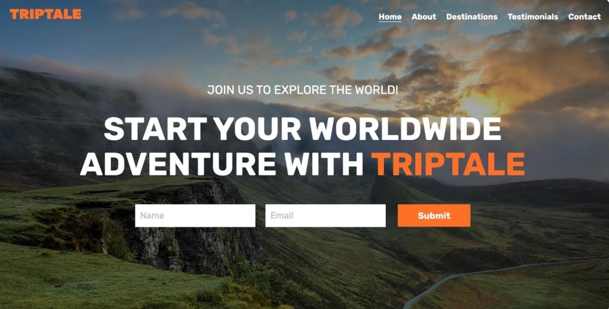 TripTale Sjabloon van Strikingly TripTale Sjabloon van Strikingly
