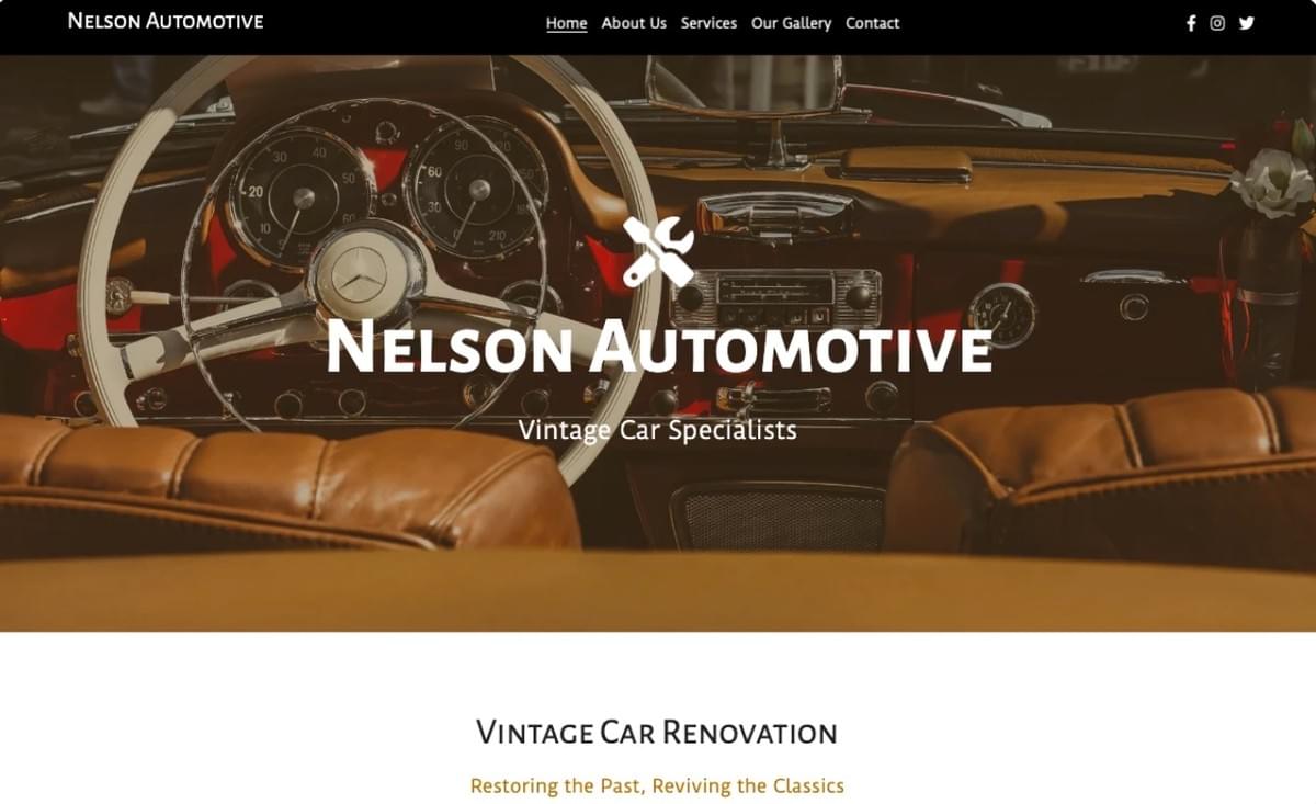 Template de Renovação de Carros Vintage da Strikingly Template de Renovação de Carros Vintage da Strikingly