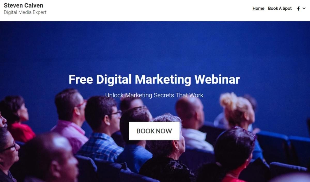 Szablon Webinaru Marketingowego od Strikingly Szablon Webinaru Marketingowego od Strikingly