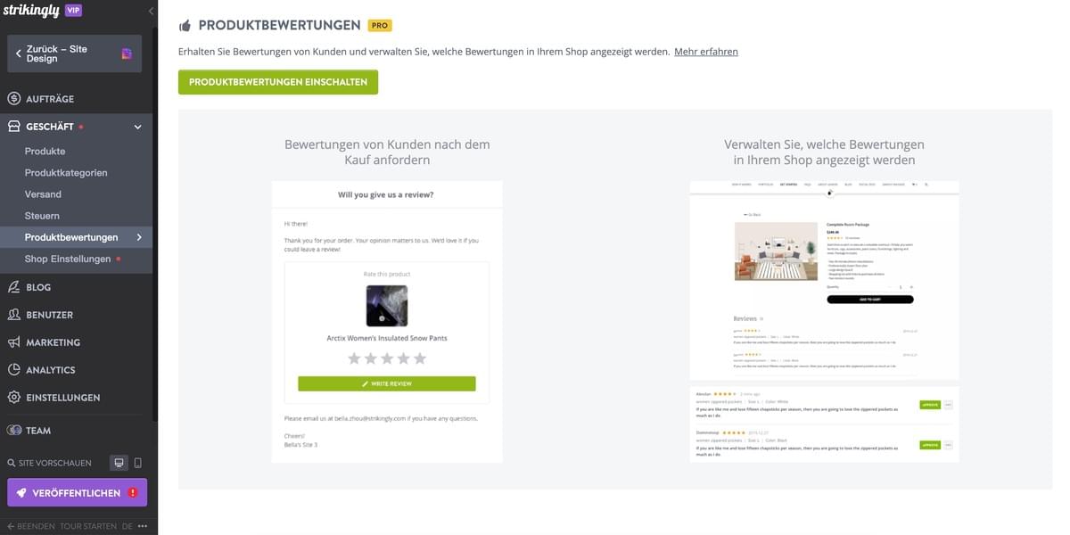 Strikingly Produktbewertung Merkmal Strikingly Produktbewertung Merkmal