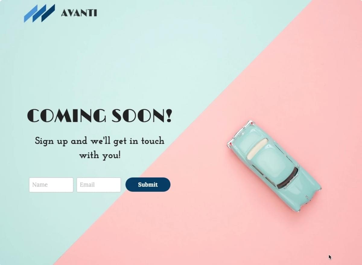 Avanti Coming Soon Template von Strikingly Avanti Coming Soon Template von Strikingly