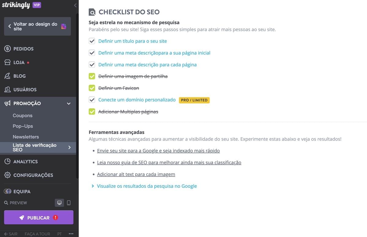 Lista de verificação SEO impressionante Lista de verificação SEO impressionante