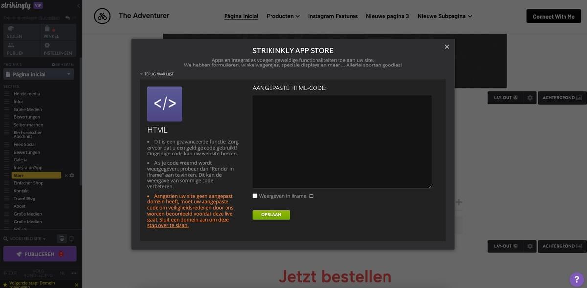 Strikingly HTML Sectie via App Store Strikingly HTML Sectie via App Store