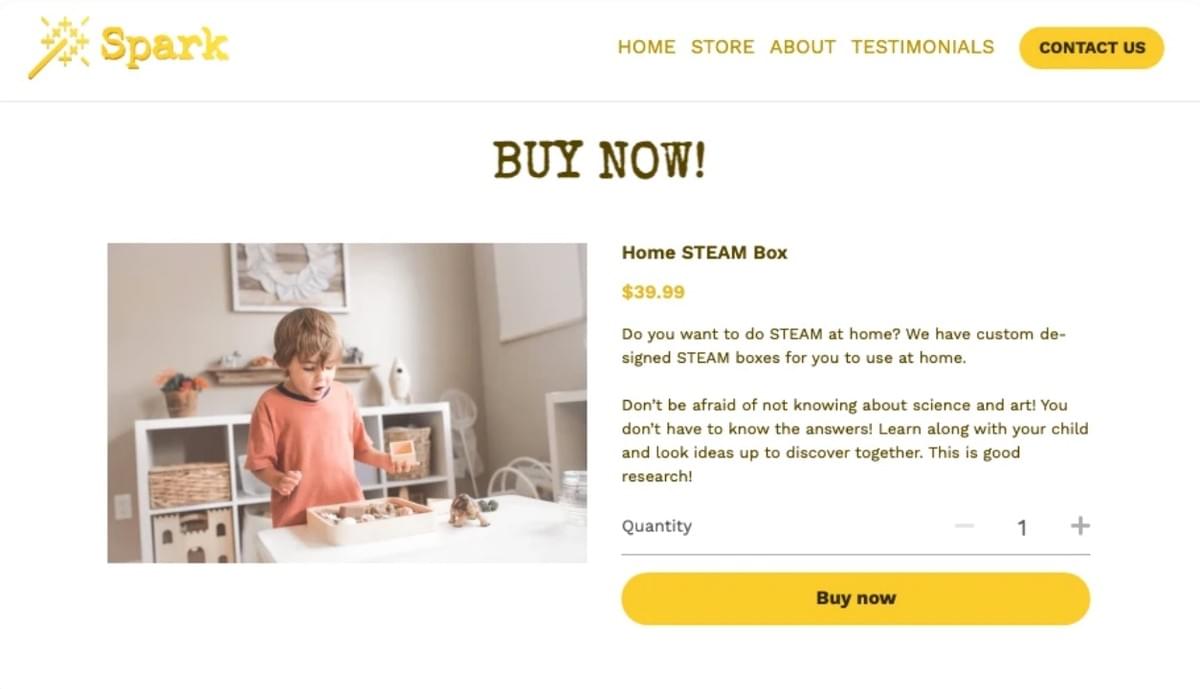 Spark e-commerce website template van Strikingly Spark e-commerce website template van Strikingly