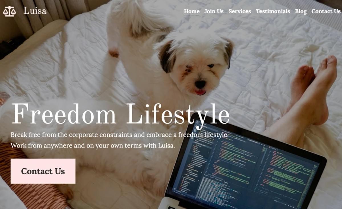 Freedom Lifestyle Sjabloon van Strikingly Freedom Lifestyle Sjabloon van Strikingly