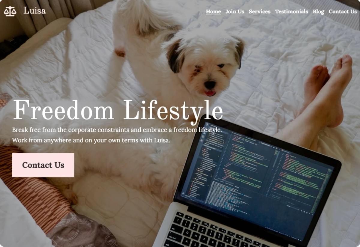 Freedom Lifestyle Template von Strikingly Freedom Lifestyle Template von Strikingly