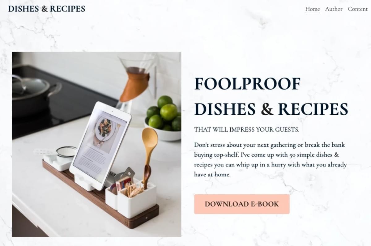 Dishes & Recipes Template from Strikingly Dishes & Recipes Template from Strikingly