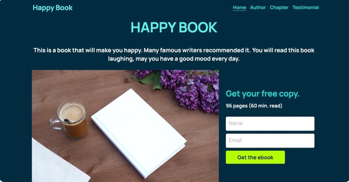 Happy Book-sjabloon van Strikingly Happy Book-sjabloon van Strikingly