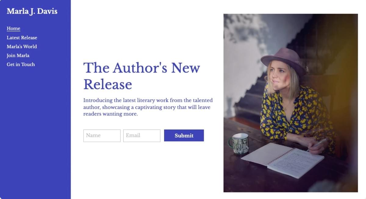 Template de Livro de Autor da Strikingly Template de Livro de Autor da Strikingly