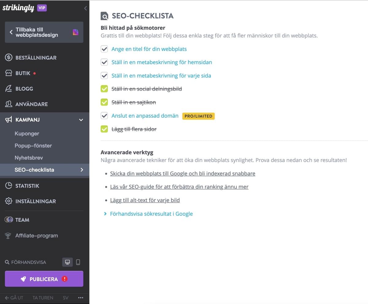 Checklista för slående SEO Checklista för slående SEO