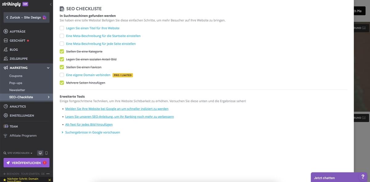 Strikingly SEO-Checkliste Strikingly SEO-Checkliste
