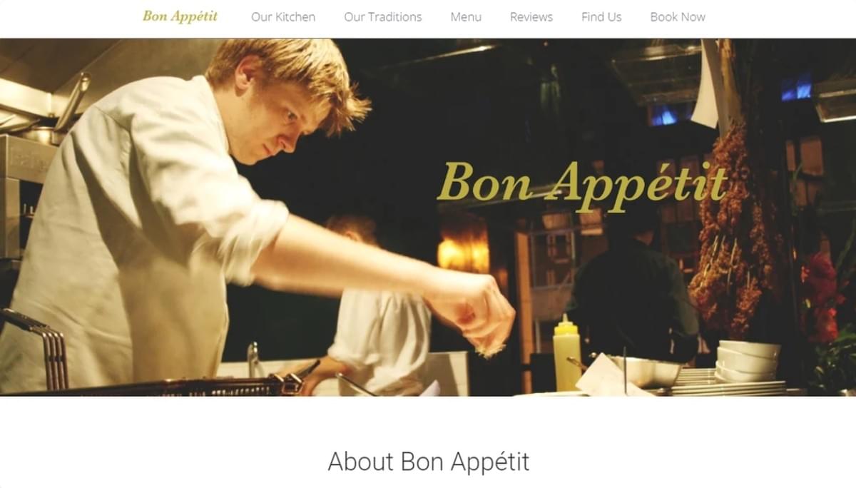 Bon Appetit-sjabloon van Strikingly Bon Appetit-sjabloon van Strikingly