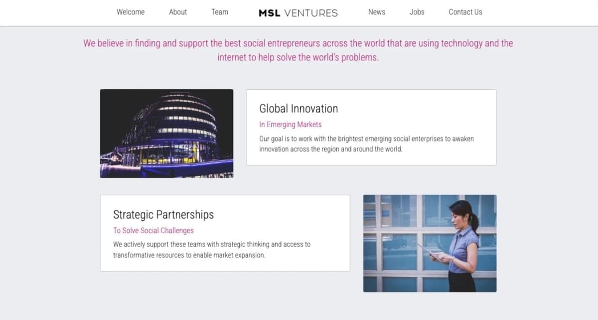 MSL Ventures Template van Strikingly MSL Ventures Template van Strikingly