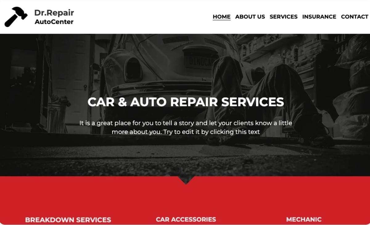 Modelo de Mecânico da Strikingly Modelo de Mecânico da Strikingly