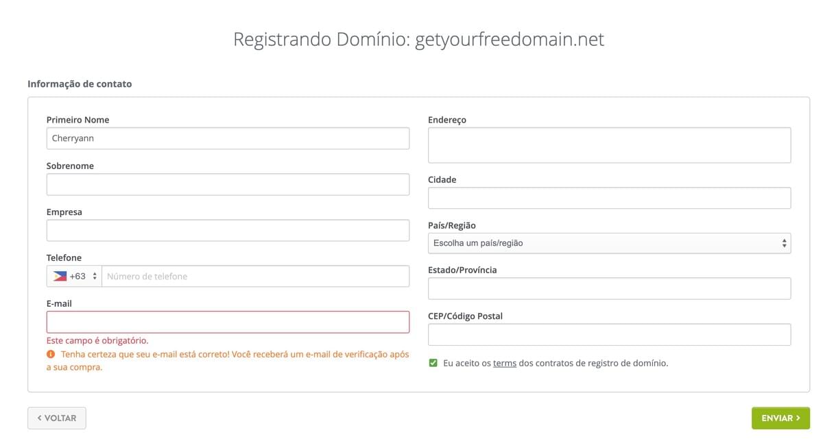Página de registo de domínios gratuito Página de registo de domínios gratuito