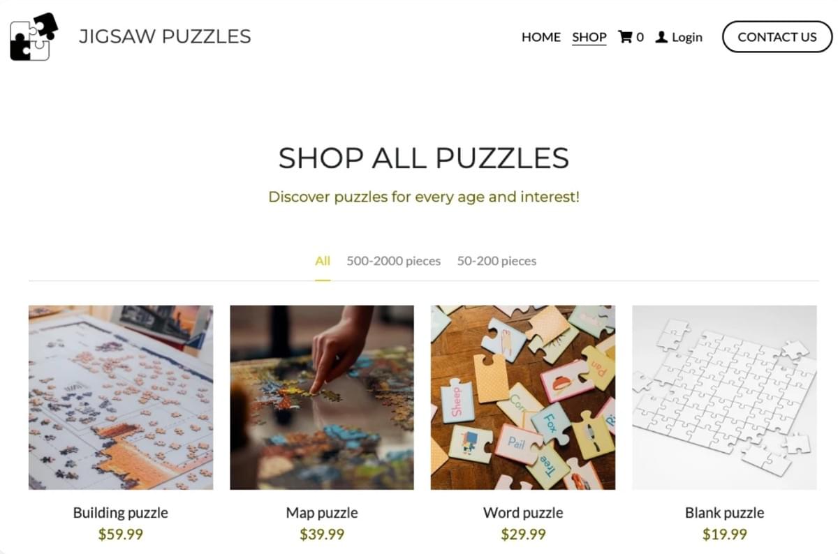 Online-Shop-Vorlage für Puzzles von Strikingly Online-Shop-Vorlage für Puzzles von Strikingly