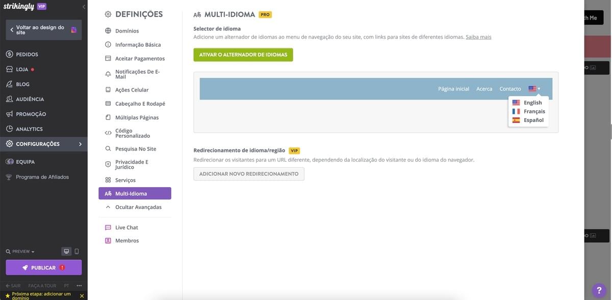 Geotargeting Com Strikingly -Direcionamento por idioma Geotargeting Com Strikingly -Direcionamento por idioma