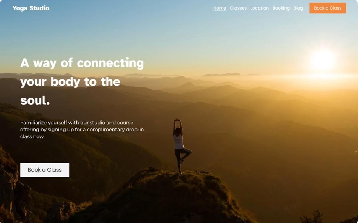 Yoga-sjabloon van Strikingly Yoga-sjabloon van Strikingly