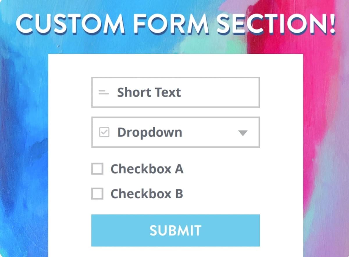 Seção de Formulários Personalizados da Strikingly Seção de Formulários Personalizados da Strikingly