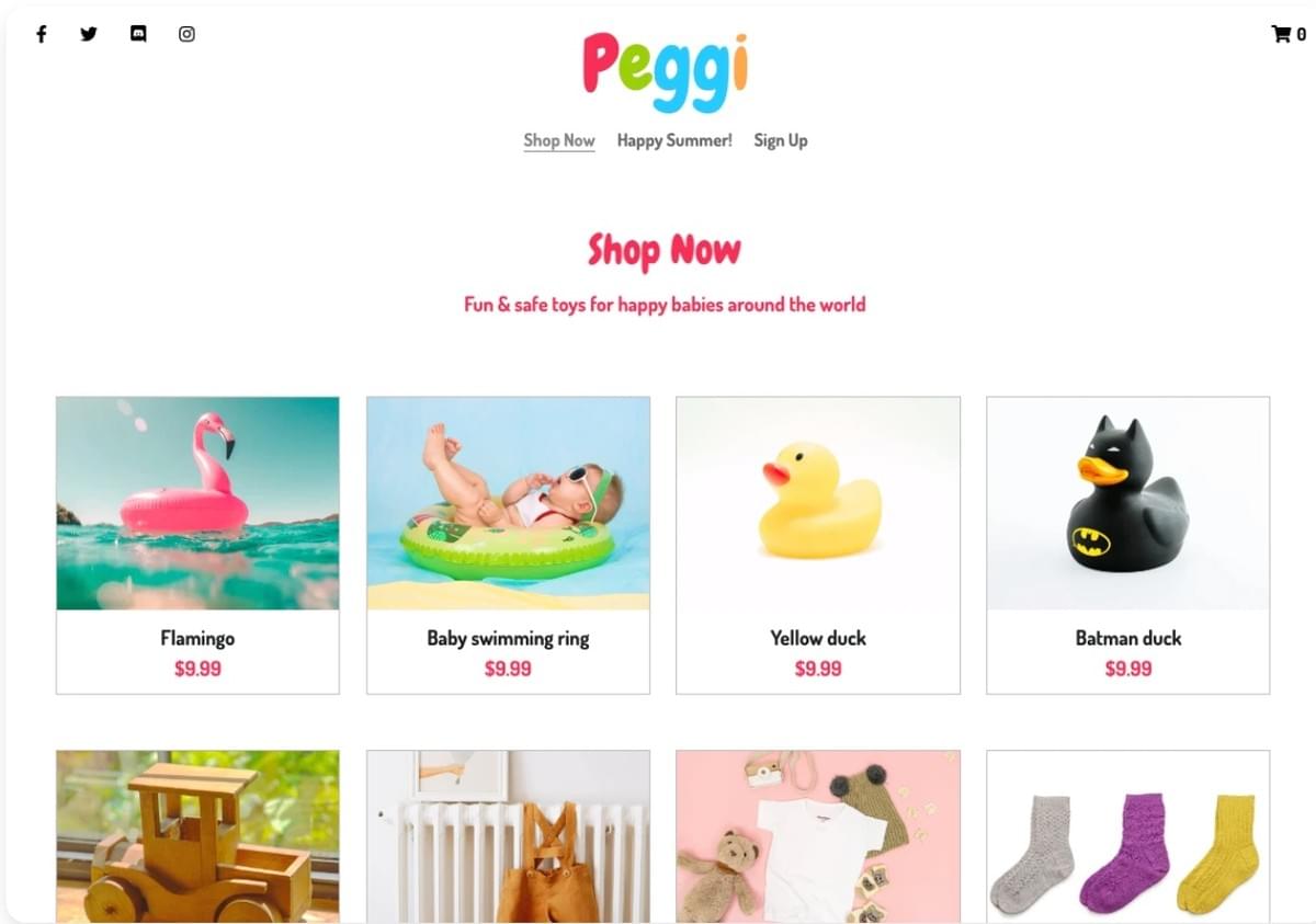 Template de Loja Online Peggi da Strikingly Template de Loja Online Peggi da Strikingly