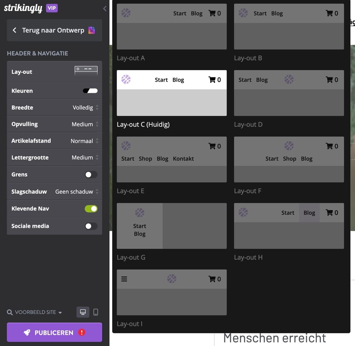 Navigatie-instellingen in de Strikingly Website Editor Navigatie-instellingen in de Strikingly Website Editor