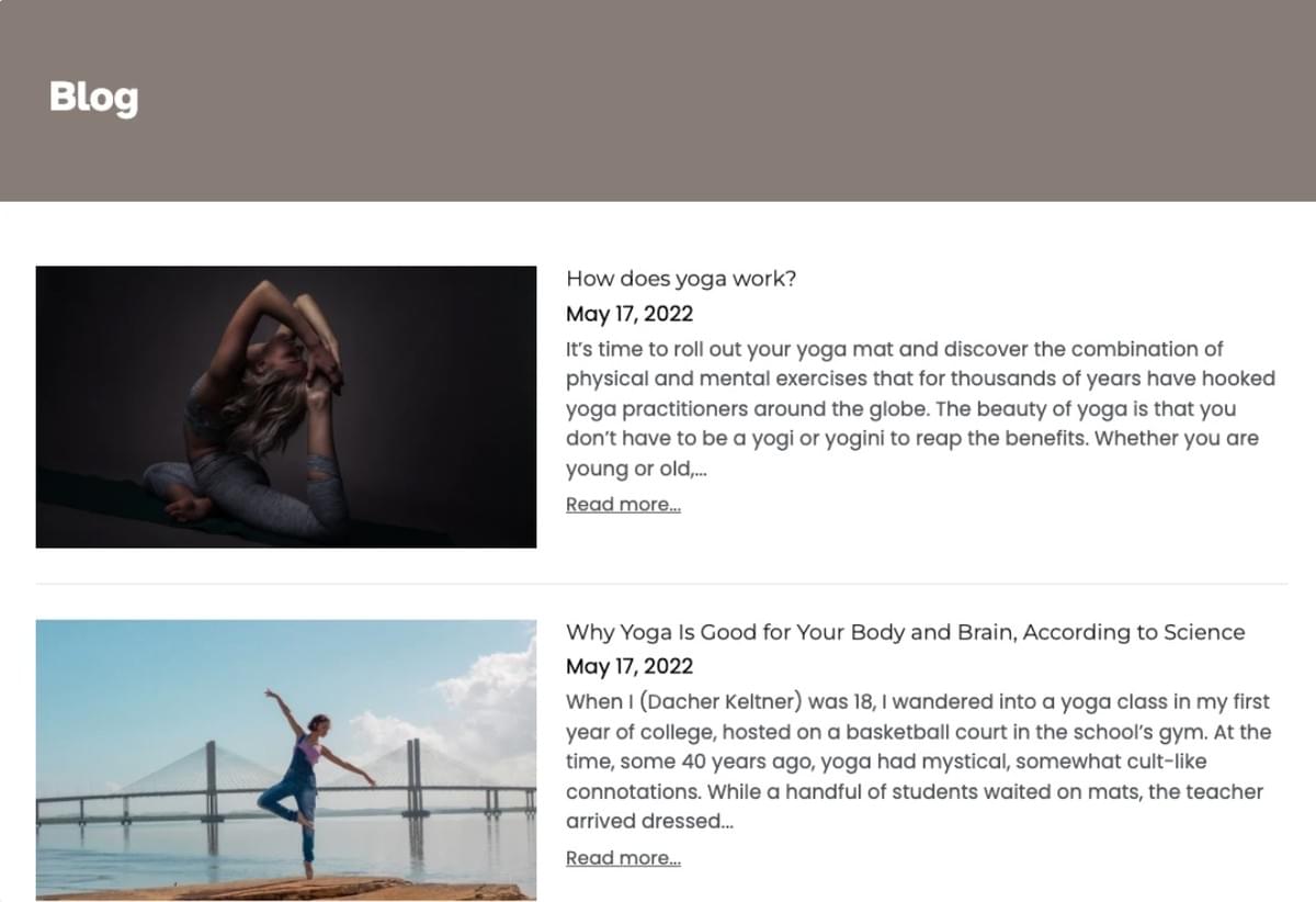 Yoga-sjabloon van Strikingly Yoga-sjabloon van Strikingly