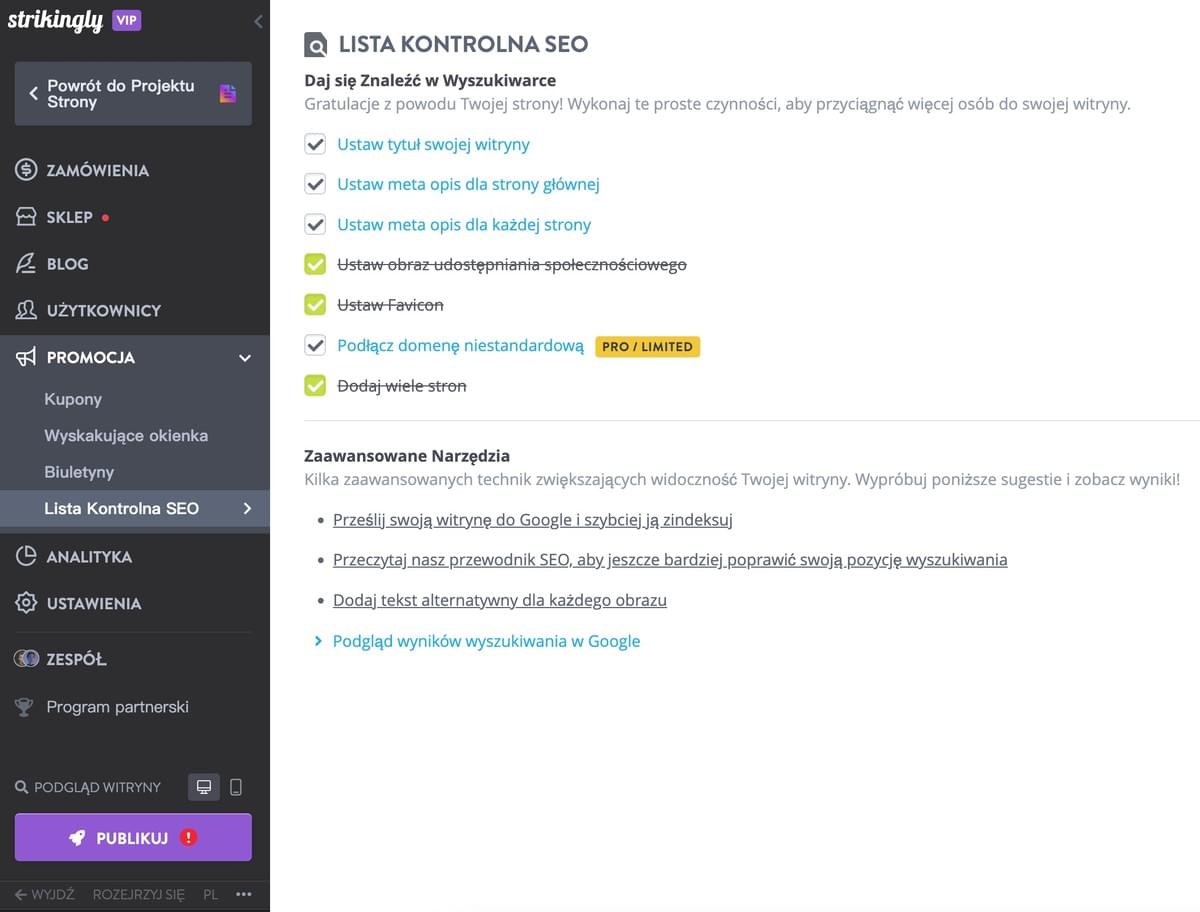 Lista Kontrolna SEO Strikingly Lista Kontrolna SEO Strikingly