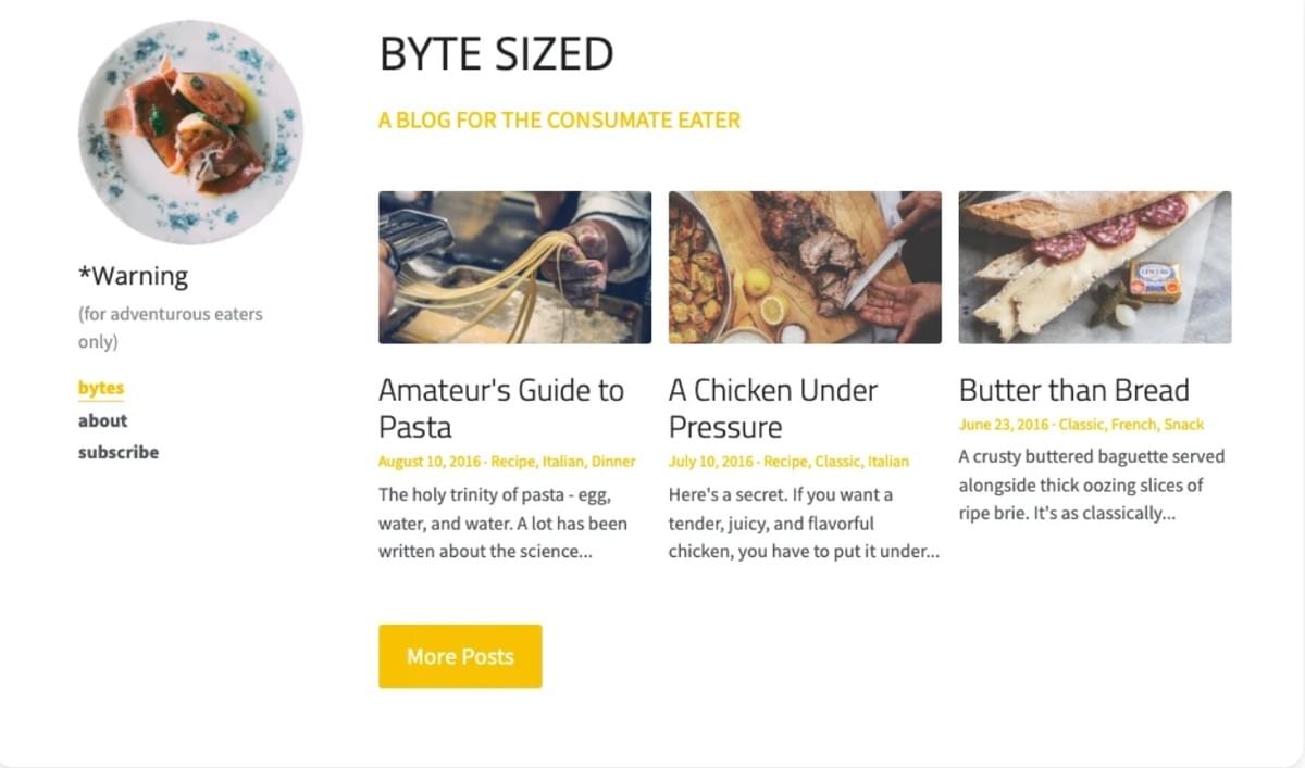 Byte Sized Food Blog Sjabloon Byte Sized Food Blog Sjabloon