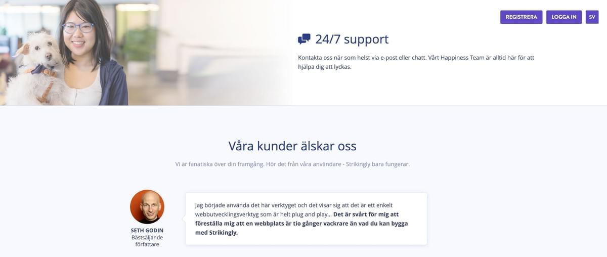 Strikingly Chat Support och Referenser Strikingly Chat Support och Referenser